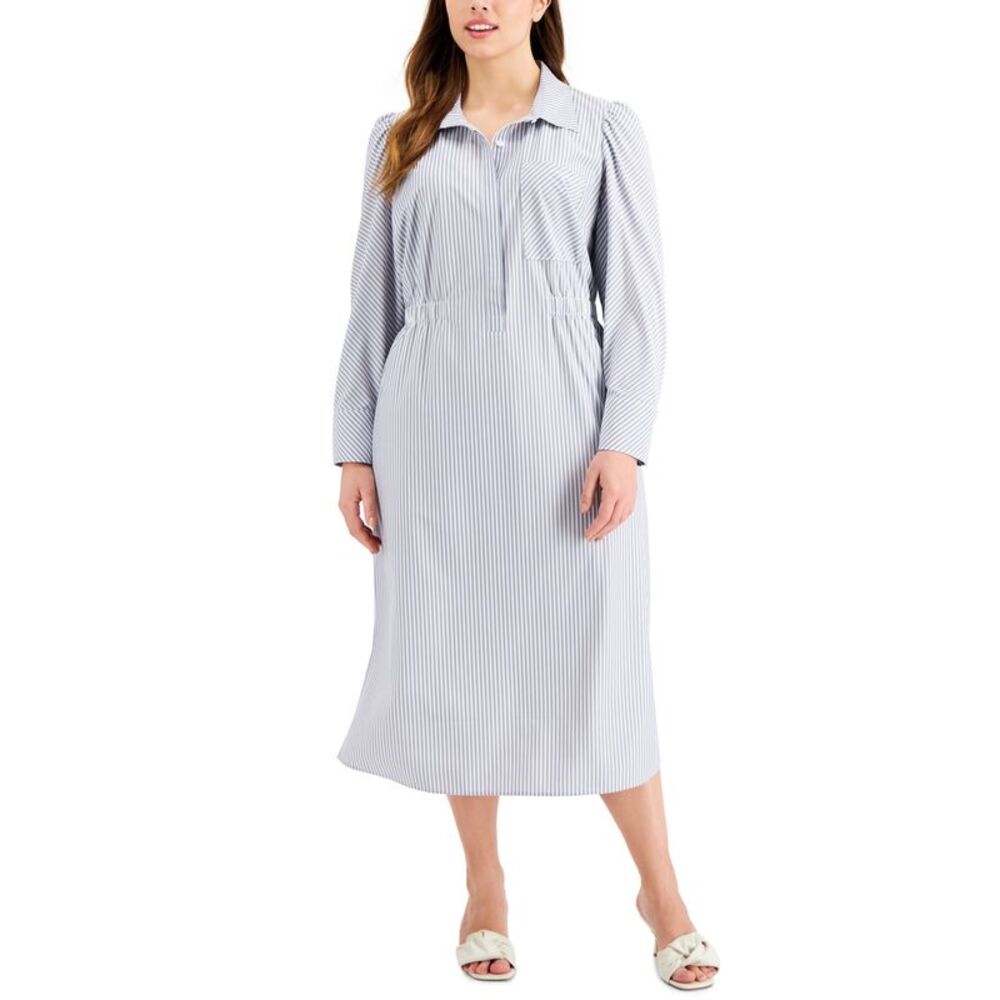 Alfani Plus Size Striped Shirtdress